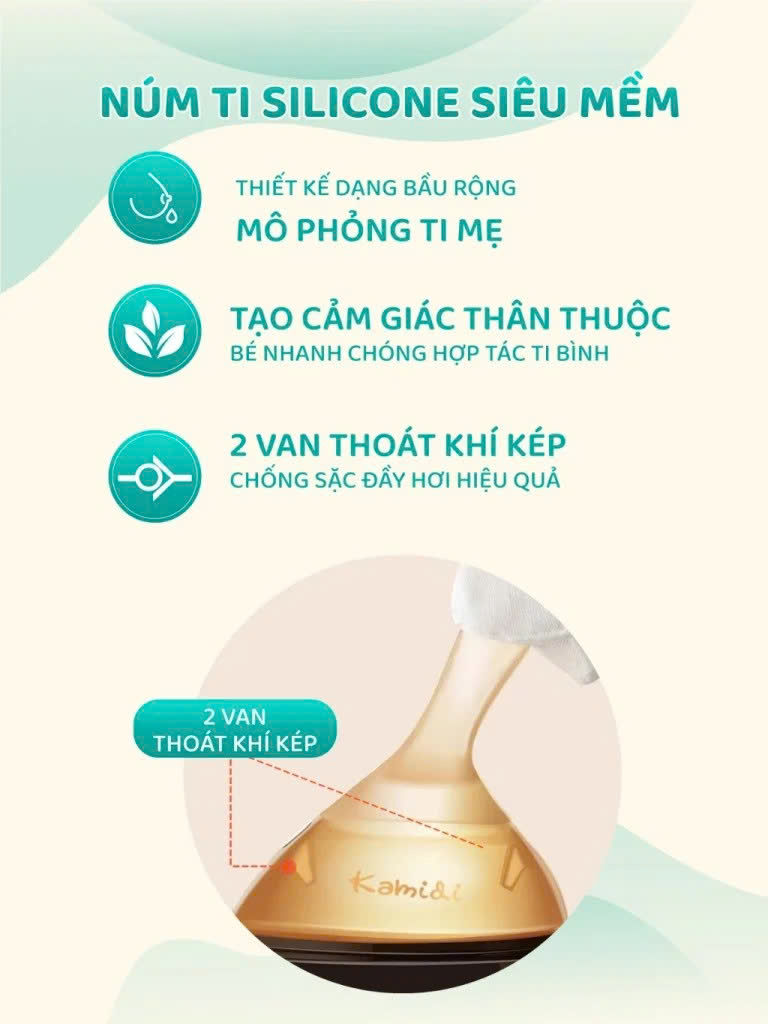 Bình Sữa Kamidi Silicone Nâu 