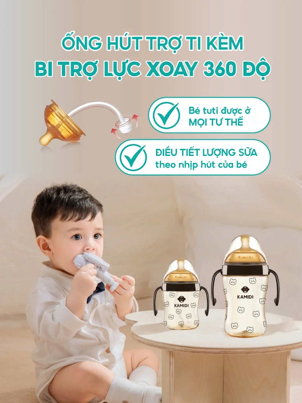 Bình sữa Kamidi PPSU họa tiết 