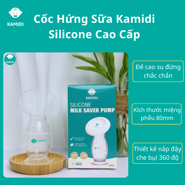 Cốc Hứng Sữa Kamidi Chất Liệu Silicone Cao Cấp, Cốc Hút Sữa Rảnh Tay Cho Mẹ Dễ Dàng Sử Dụng