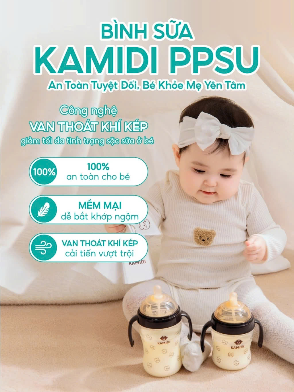 Bình sữa Kamidi PPSU họa tiết 