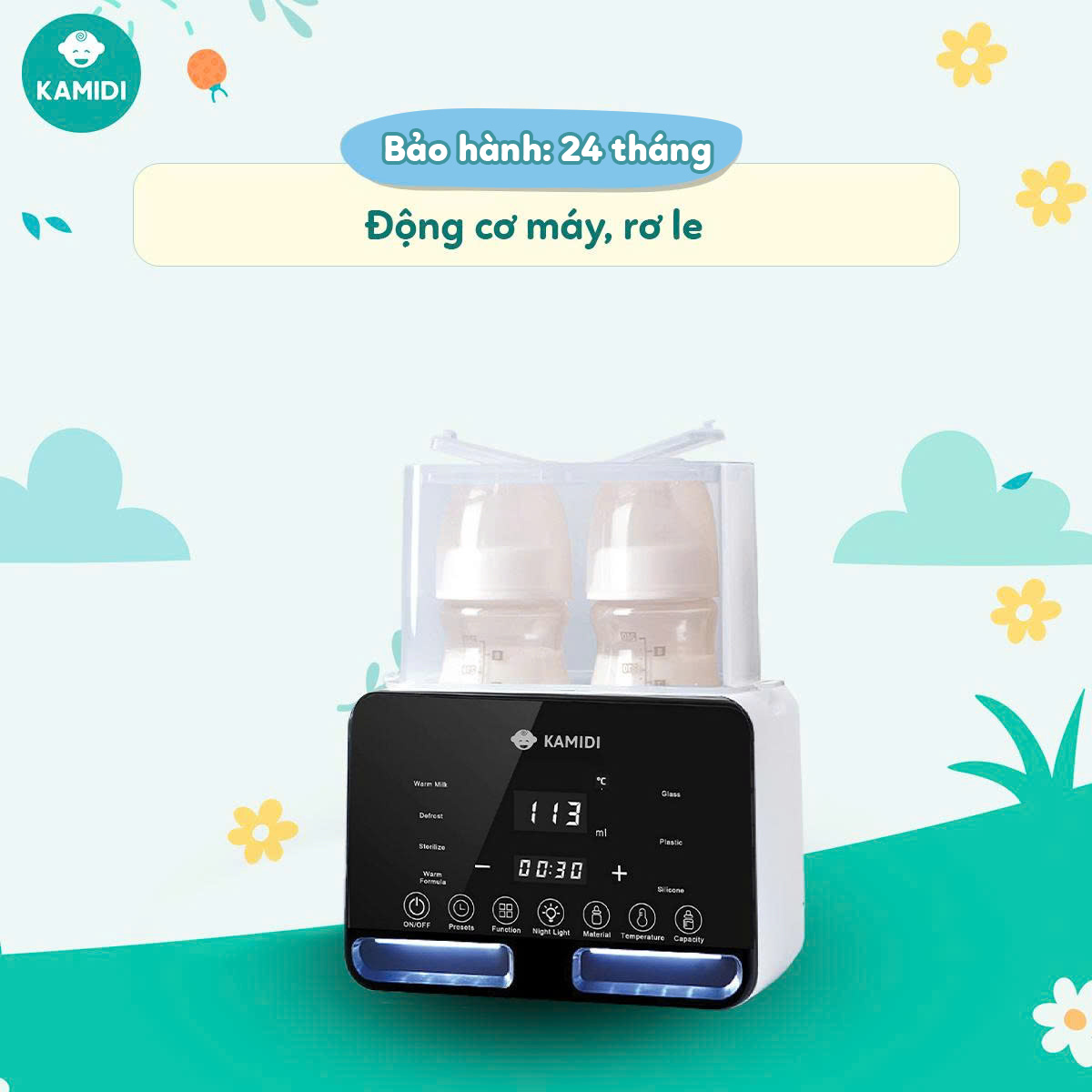 Máy Hâm Sữa Tiệt Trùng Bình Sữa Điện Đôi Kamidi Heat 1