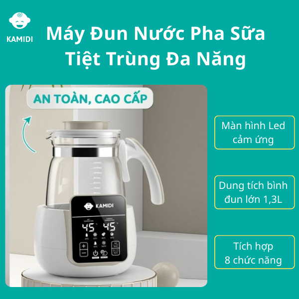 Máy Đun Nước Pha Sữa Đa Năng Kamidi Purity Tích Hợp Tiệt Trùng Bình Sữa