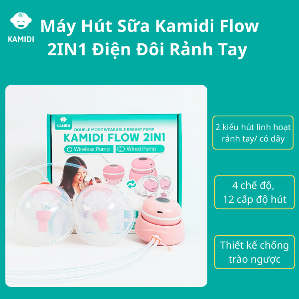 Máy Hút Sữa Không Dây Kamidi Flow 2in1 Máy Hút Sữa Rảnh Tay Công Nghệ Mới Hút Nhẹ Nhàng Êm Ái