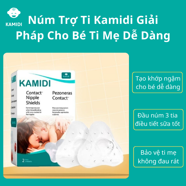 Núm Trợ Ti Kamidi Chất Liệu Silicon Co Dãn Mềm Mại Bảo Vệ Đầu Ngực Cho Mẹ Và Hỗ Trợ Cho Bé Ti Song Song Bình Sữa