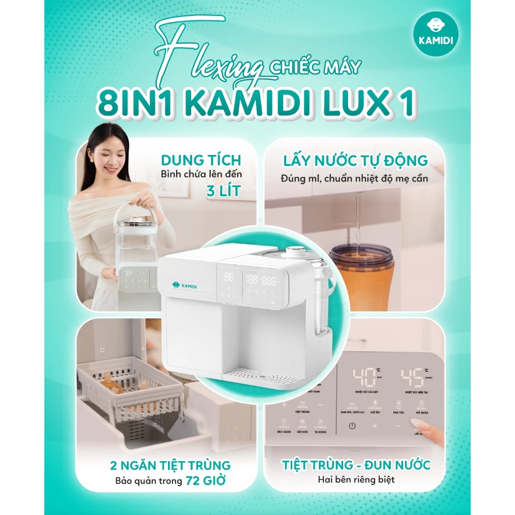 Máy đa năng tiệt trùng UV tích hợp đun nước pha sữa Kamidi Lux 1